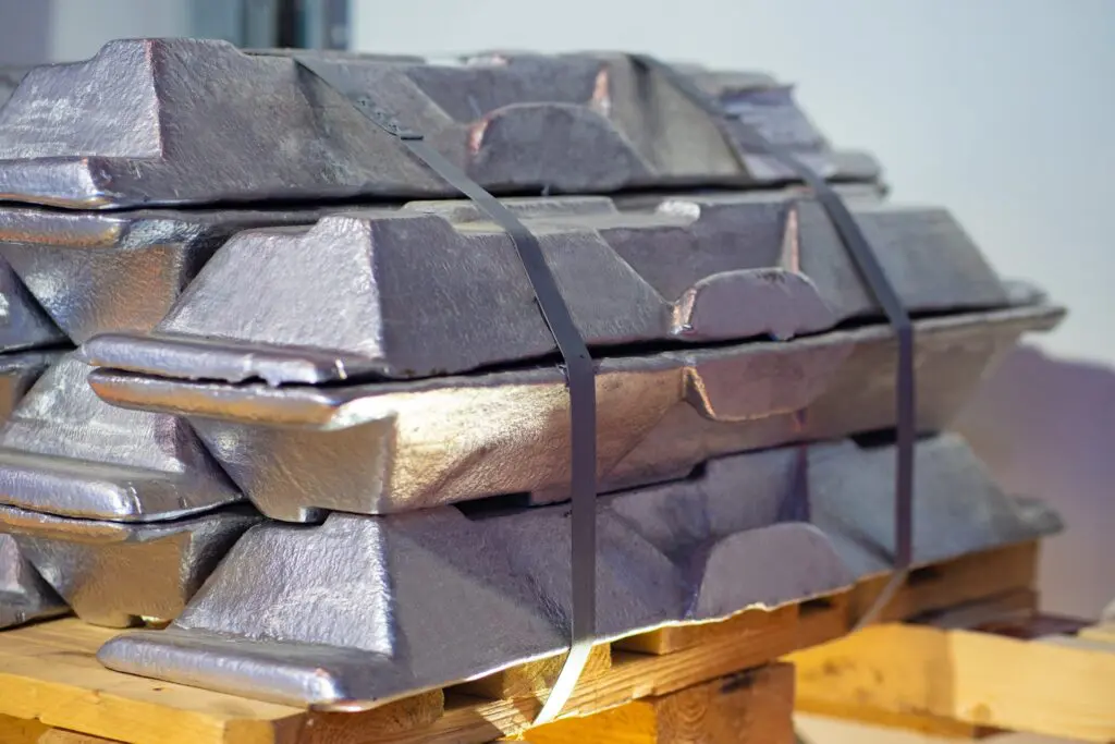 Aluminum ingots awaiting transport