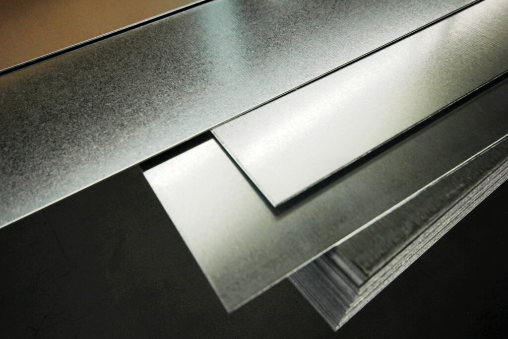 industrial sheet of metal on fabrication table